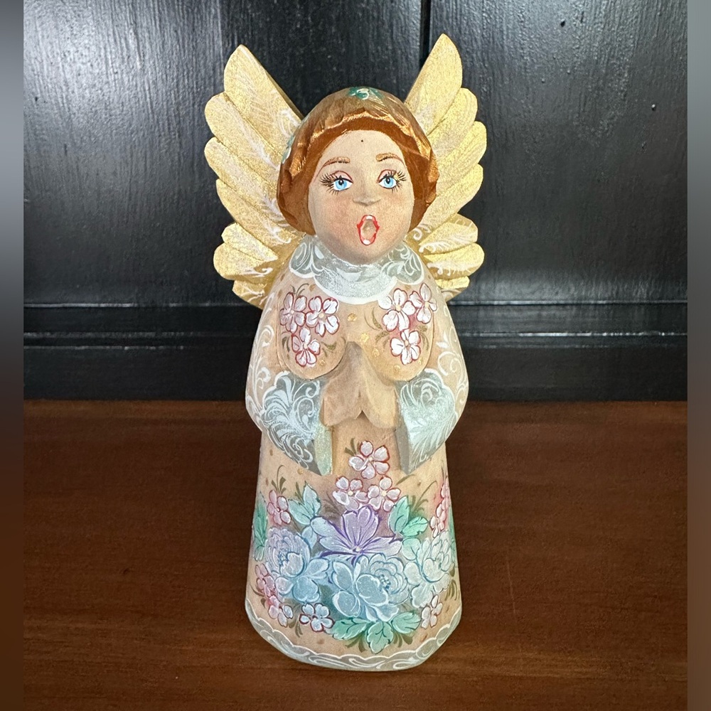 Angel, wood figure by G DeBrekht, made in Russia, , 5.5” tall, ex cond